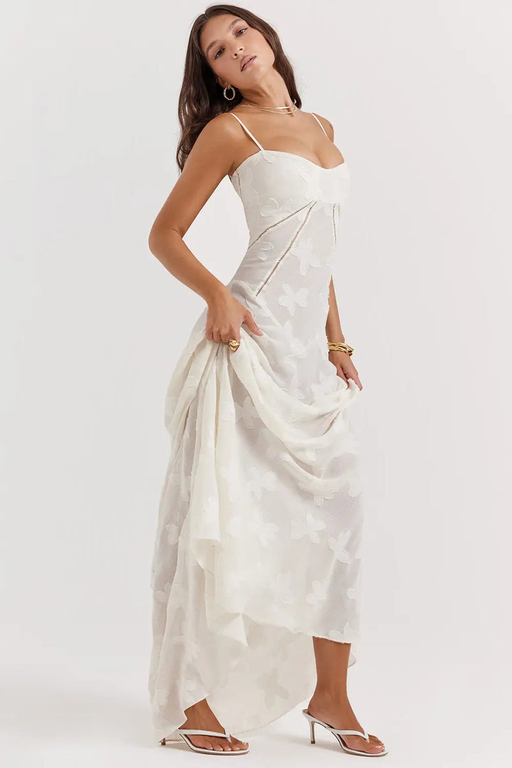 Open Back Summer Maxi Dress with Adjustable Straps