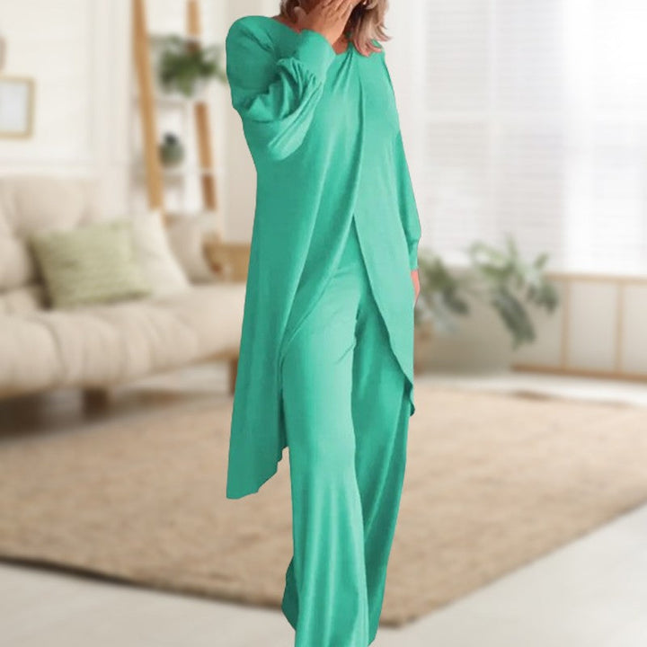 Long Sleeve Tunic and Wide-Leg Pants Set
