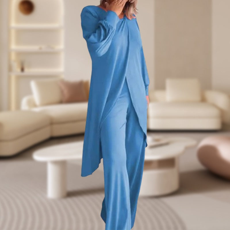 Long Sleeve Tunic and Wide-Leg Pants Set