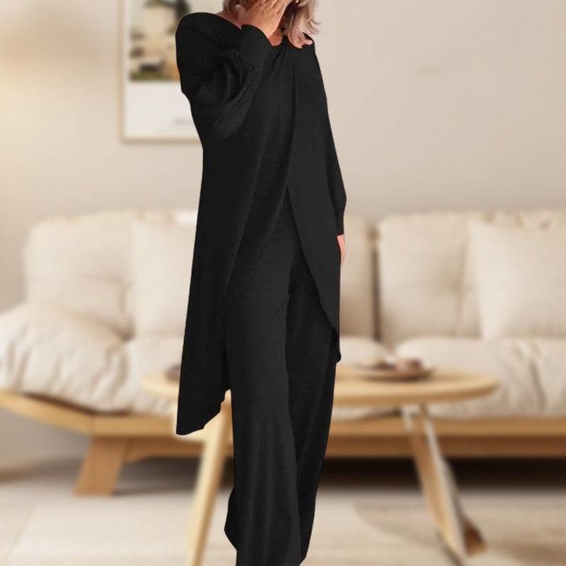 Long Sleeve Tunic and Wide-Leg Pants Set