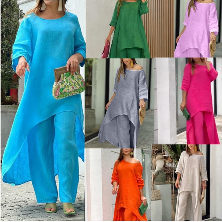 Longline Tunic and Wide-Leg Pants Set