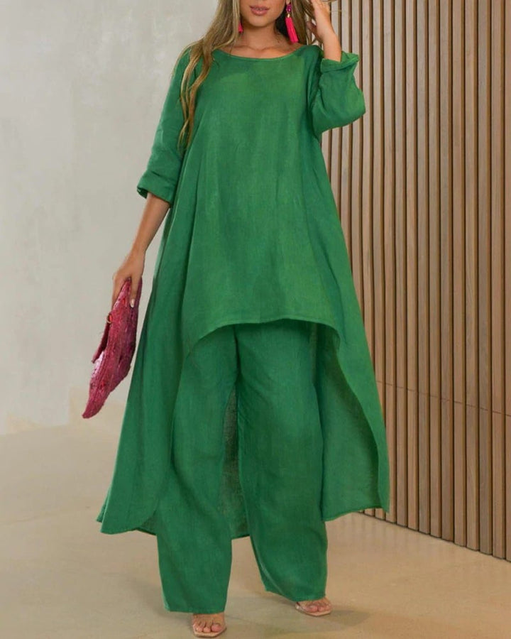 Longline Tunic and Wide-Leg Pants Set