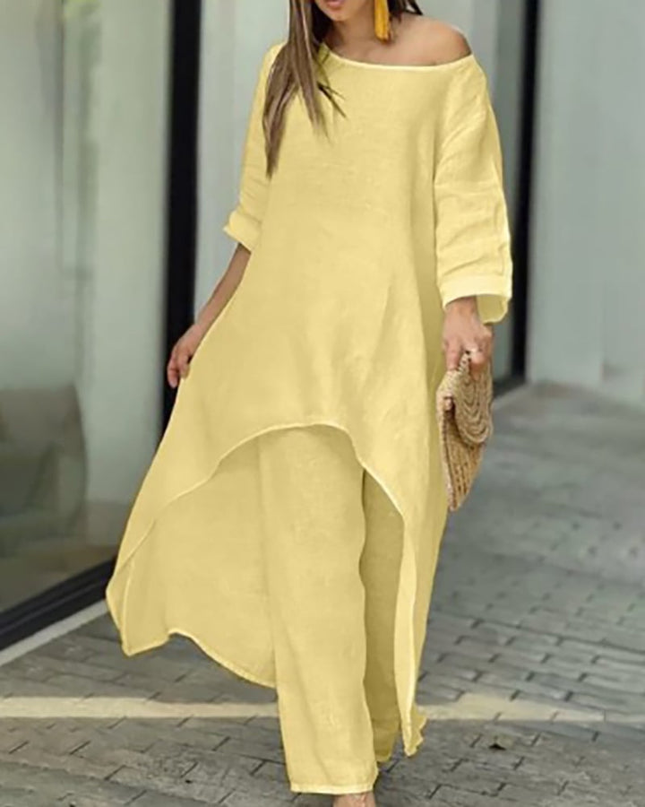 Longline Tunic and Wide-Leg Pants Set