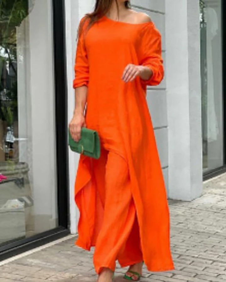 Longline Tunic and Wide-Leg Pants Set