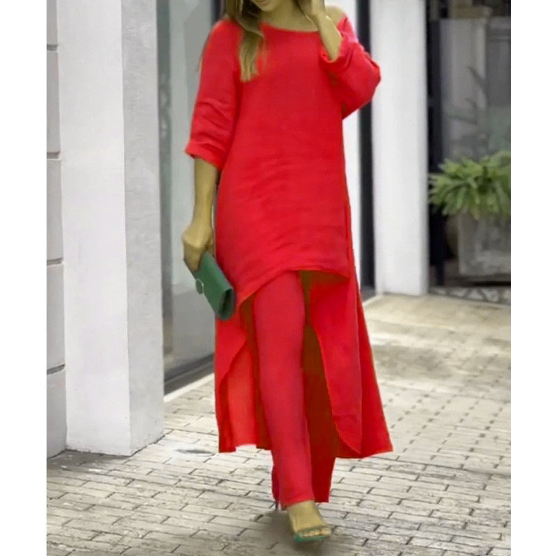 Longline Tunic and Wide-Leg Pants Set