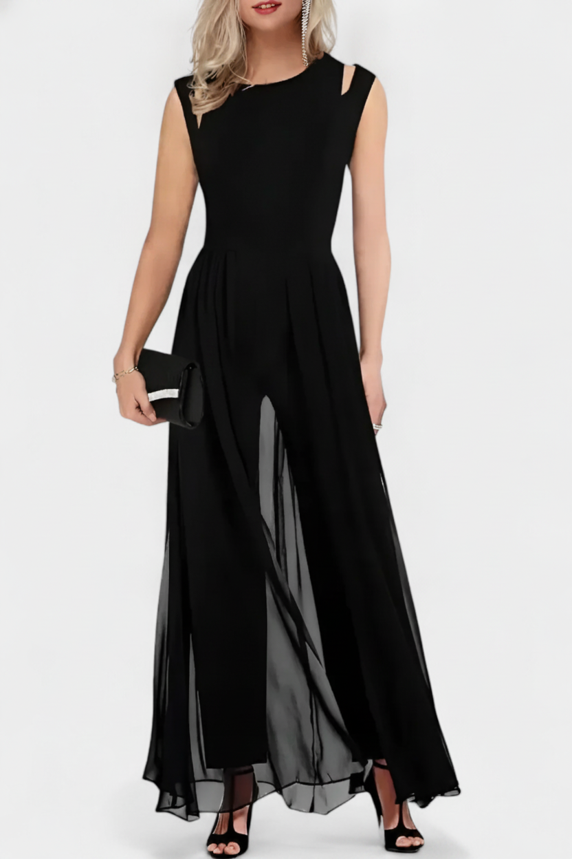 Nadia | Open-Shoulder Fluid Chiffon Jumpsuit