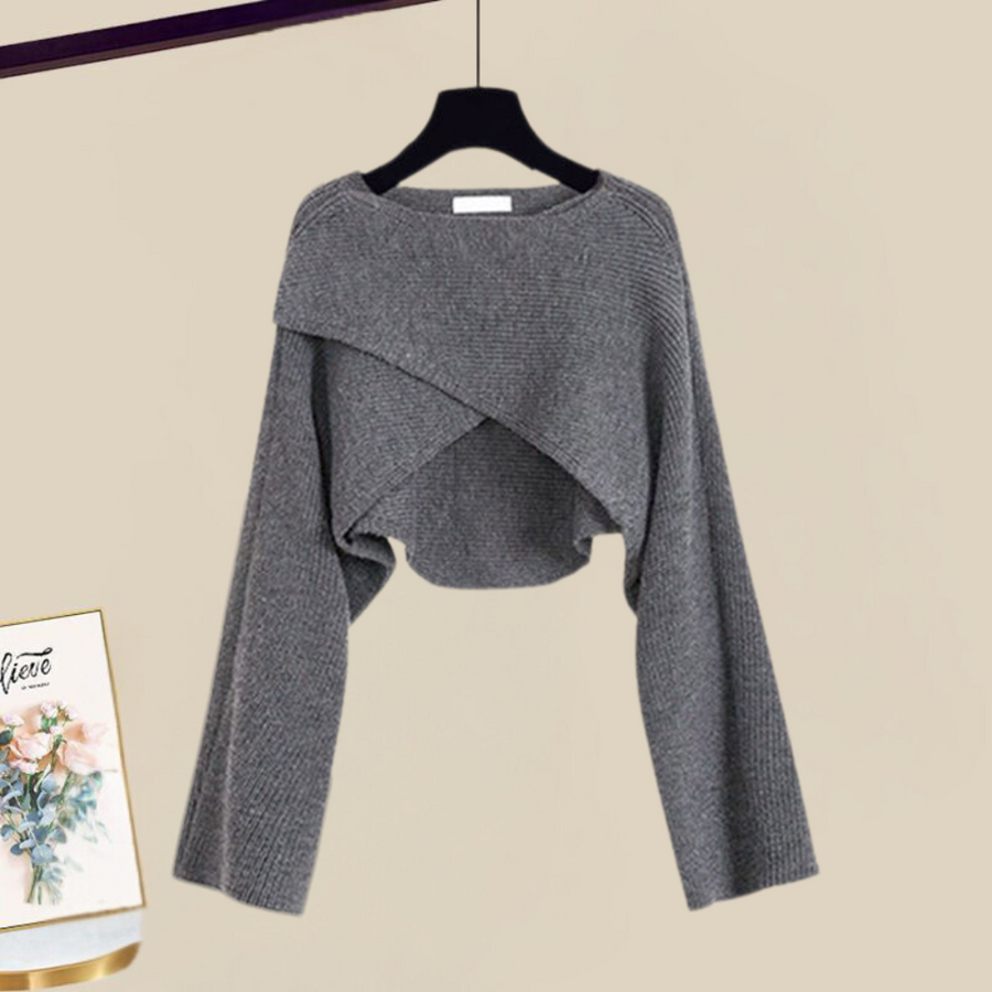 Conjunto de vestido de capas tejido