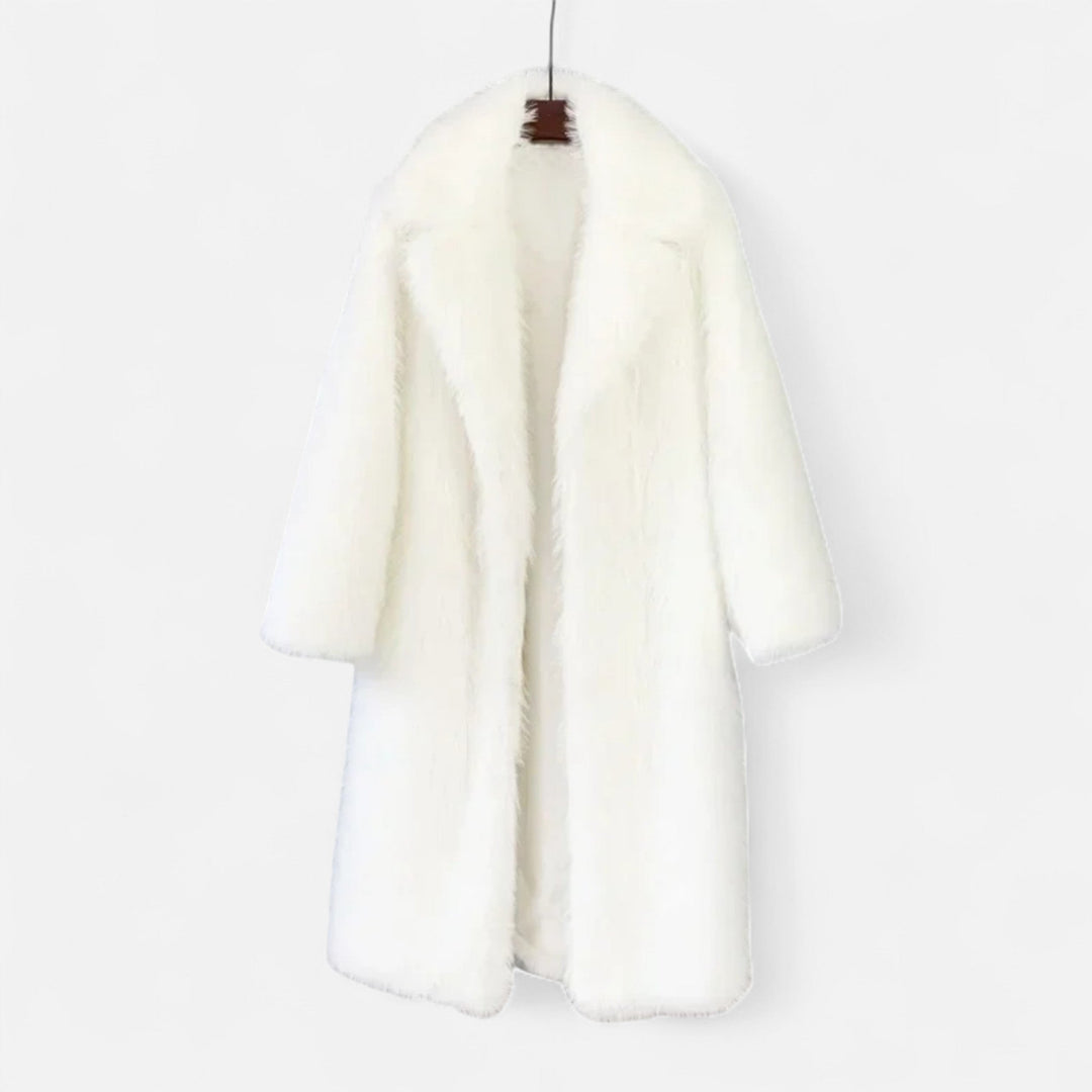 Women’s Versatile Warm Long Overcoat with Turn-Down Fur Collar