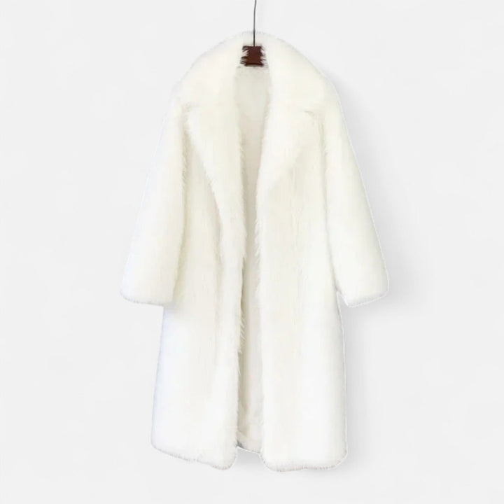 Women’s Versatile Warm Long Overcoat with Turn-Down Fur Collar
