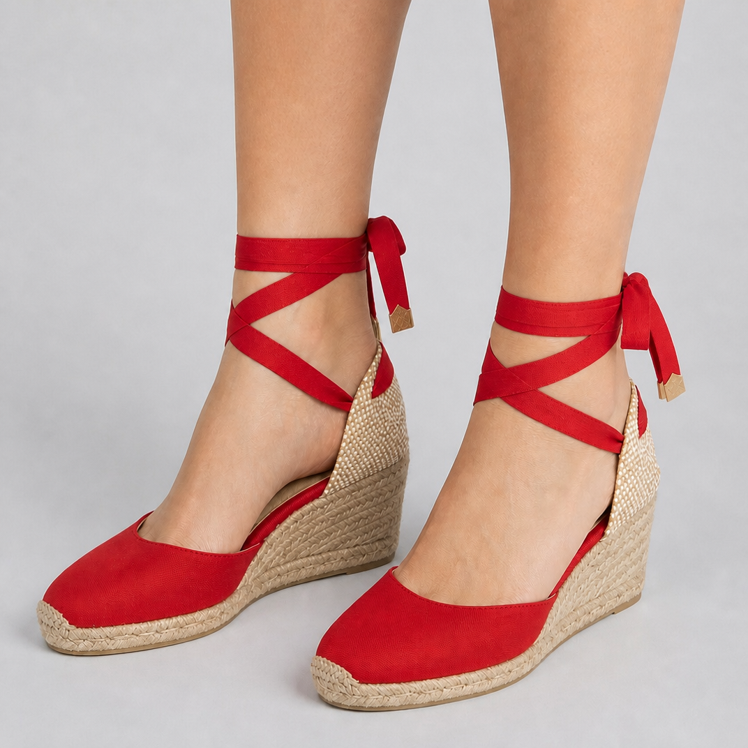 Sandalias alpargatas de cuña con punta cerrada