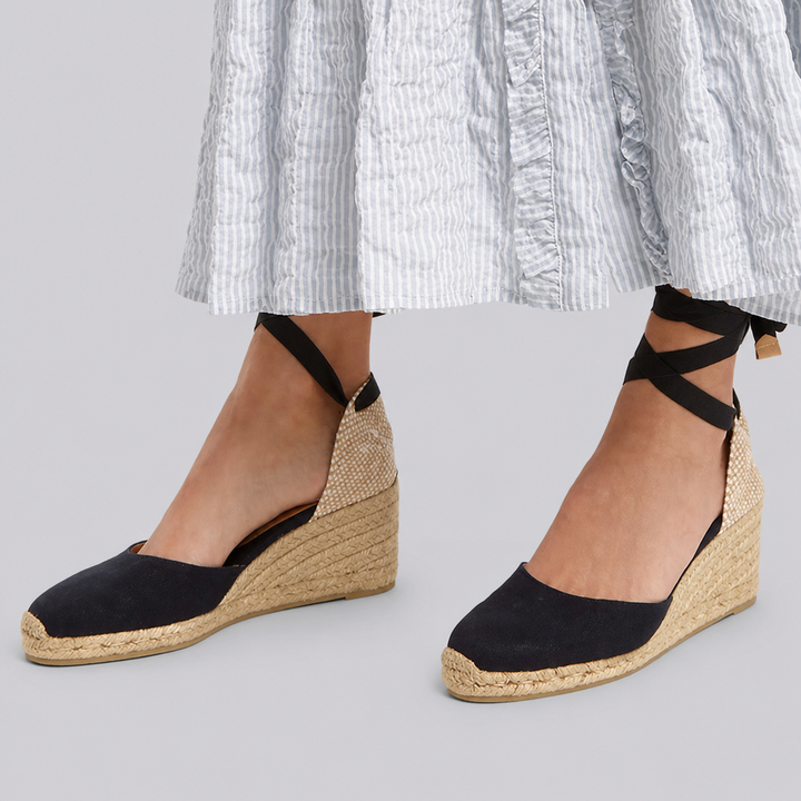Sandalias alpargatas de cuña con punta cerrada